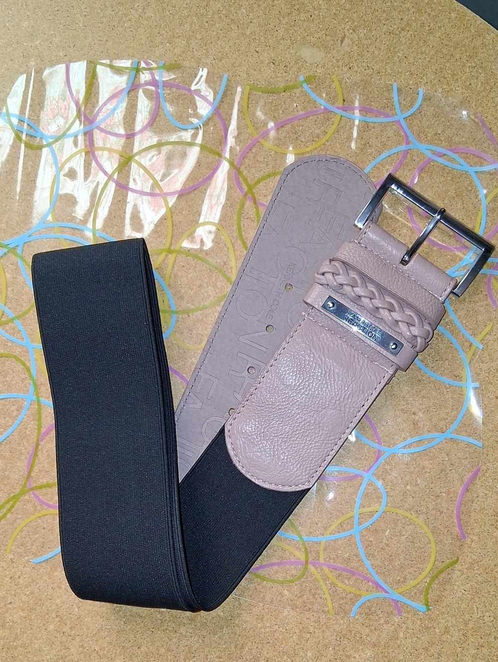 Stretch Waist Belt with Braided Detail - Pink (Unknown Brand)
